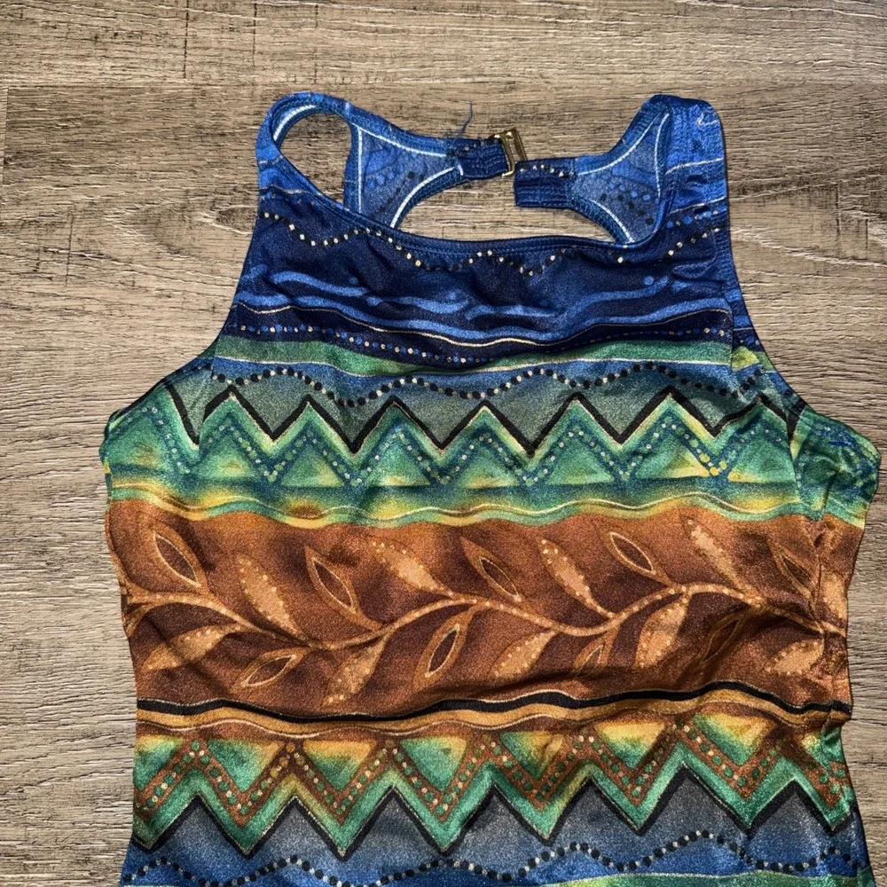 Sirena Vintage One Piece Women's Swimsuit Pattern Printed Colorful Size 12
